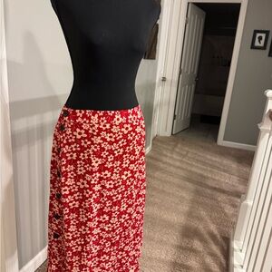 Madewell Floral Red Skirt